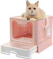 Toilette en plastique facile à nettoyer anti-éclaboussures fournitures pour chat grand bac à litière pliable avec pelle en plastique