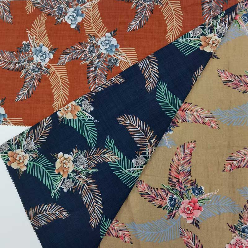 Хорошо продаваемая 100% вискозная тропическая тканая ткань с принтом модная вискозная ткань с цветочным принтом листьев