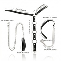 Ensemble collier et laisse réglables en cuir PU BANSEY, crochet anal en acier lisse, menottes pour le dos et les bras, accessoires érotiques pour couples, jouet de fantaisie