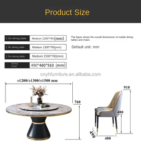 ชุดโต๊ะรับประทานอาหารทรงกลมหินอ่อนสีดำ<span class=keywords><strong>8</strong></span><span class=keywords><strong>ที่นั่ง</strong></span>ขนาดเล็ก12<span class=keywords><strong>ที่นั่ง</strong></span> - Product Image 4