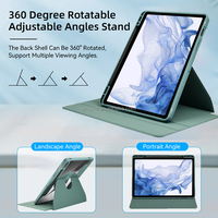 Casing Lipat Kulit dengan Tempat Pensil untuk Samsung Galaxy Tab S8 Ultra 14.6 Inci SM-X900 X906 360 Sarung Tablet Putar