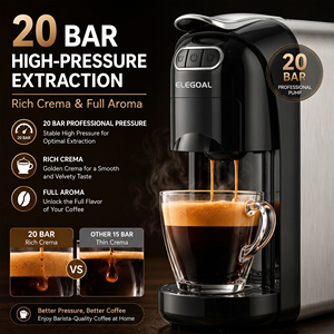 <span class=keywords><strong>Machine</strong></span> à café expresso ELEGOAL EC518, 20 bars de pression, 3 en 1, <span class=keywords><strong>compatible</strong></span> <span class=keywords><strong>avec</strong></span> les capsules Nespresso et <span class=keywords><strong>Dolce</strong></span> <span class=keywords><strong>Gusto</strong></span> - Product Image 2