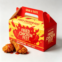 Cajas de Cartón para Pollo Frito y Palomitas con Asa, Personalizadas, Económicas, para Comida Rápida, Venta al por Mayor, ¡Gran Oferta!