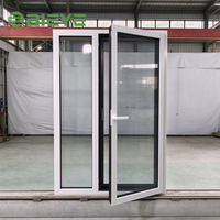 Porte à battant en aluminium à rupture de pont thermique décorative avec verre à grille personnalisée pour la rénovation esthétique des chambres d'hôtel