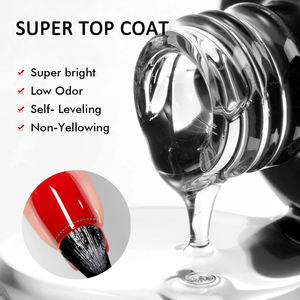 Harga pabrik OEM ODM HEMA Gel pelapis atas bening bebas kilap tanpa Seka berlian berkilau tinggi persediaan kuku tahan lama - Product Image 2