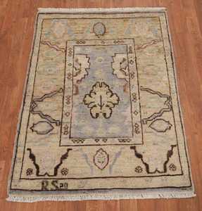 Tapis d'accent turc traditionnel Oushak noué à la main personnalisable colorant végétal abstrait colorant végétal traditionnel Oushak turc - Product Image 2