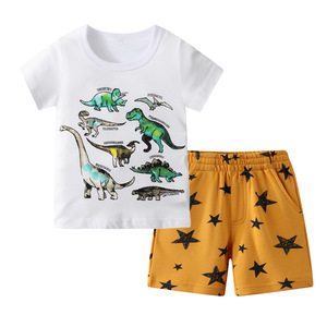 Bambini estate ragazze ragazzi t-shirt pantaloncini Set bambini vestito Set dinosauro bambino cotone abbigliamento per bambini bambino manica corta Set - Product Image 2