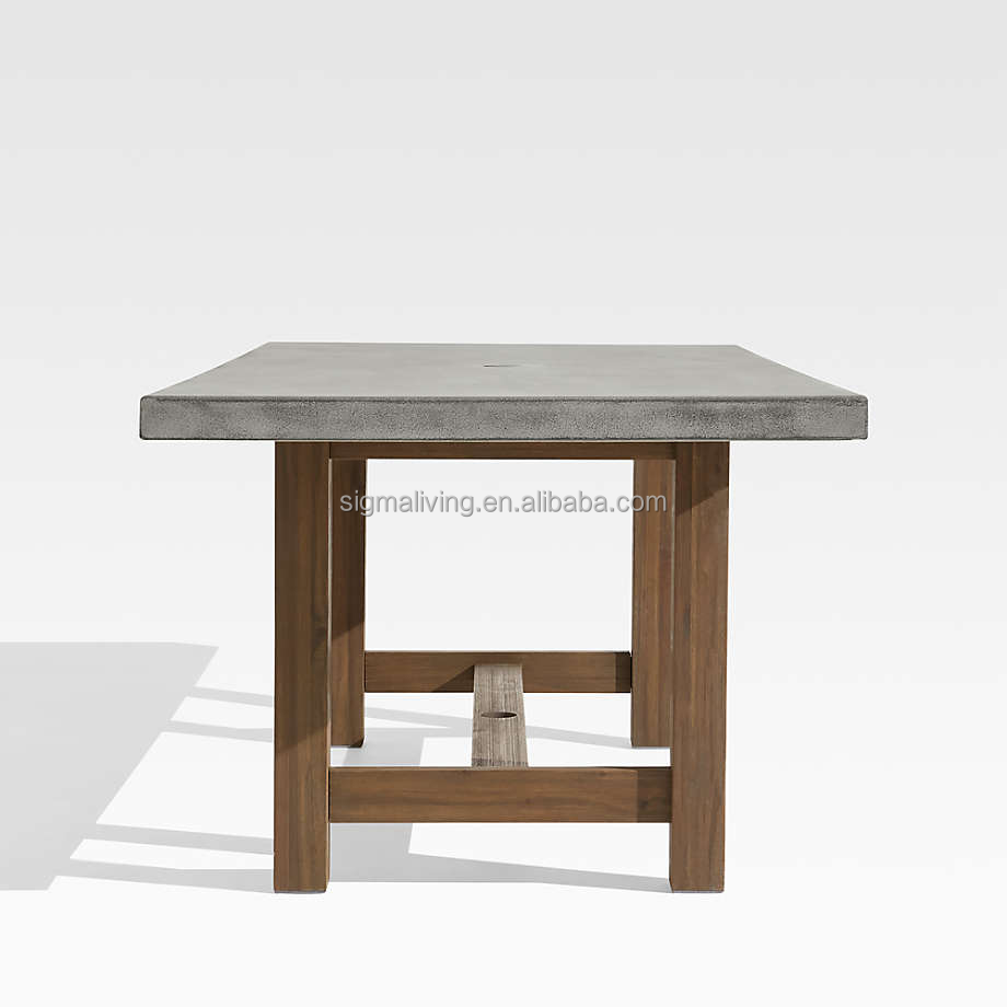 Custom garden set outdoor rectangle table patio handcrafted teak wooden rattan dining set