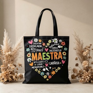 Bolso <span class=keywords><strong>de</strong></span> mano con estampado <span class=keywords><strong>de</strong></span> cita <span class=keywords><strong>de</strong></span> profesor <span class=keywords><strong>de</strong></span> español floral y colorido, bolso <span class=keywords><strong>de</strong></span> compras duradero y reutilizable, bolso <span class=keywords><strong>de</strong></span> hombro para mujer - Product Image 6