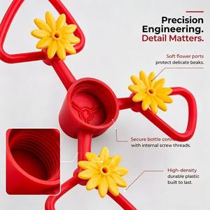 Comedero Portátil Desmontable para Colibríes, Tres Puertos, Forma de Flor, Comedero Colgante para Pájaros al Aire Libre, para Beber Agua - Product Image 6