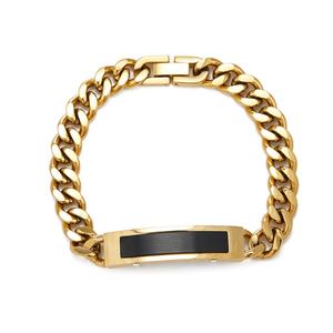 Pulsera de Acero Inoxidable con Baño de Oro de 18K al por Mayor, Antialérgica, Resistente al Deslustre, Impermeable, de Moda, con Grabado - Product Image 1