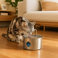 Fontaine à eau pour animaux de compagnie en acier inoxydable rond durable de 3,2 litres avec prise 3 en 1 pour chats et chiens