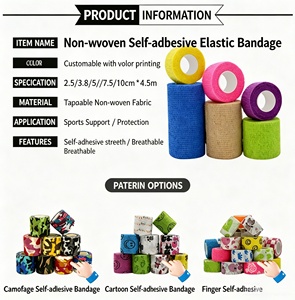 Bandes <span class=keywords><strong>de</strong></span> soutien élastiques auto-adhésives colorées pour genoux, poignets, chevilles, paumes et épaules, 4,5 m - Product Image 2