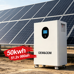 ระบบกักเก็บพลังงานแสงอาทิตย์สำหรับบ้านแบบติดผนัง แบตเตอรี่ LiFePO4 ขนาด 5kWh 10kWh 30kWh 48V 51.2V 100Ah 200Ah 600Ah - Product Image 1