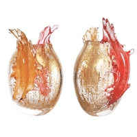 Bouteille décorative en verre de Murano soufflé à la main, sculpture asymétrique en forme de flamme, vase d'art fluide, décoration de table de luxe pour la maison