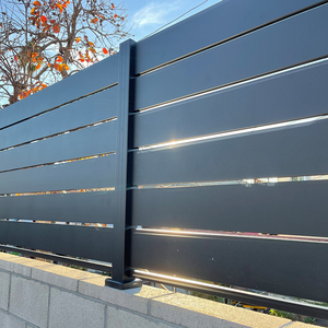 Clôture en aluminium sur mesure semi-privée pour extérieur, sécurité domestique, lames horizontales en métal, clôture de patio - Product Image 3