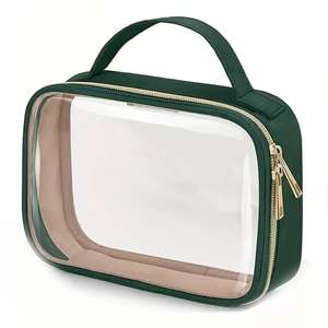 Bolsa de Maquillaje Barata al por Mayor, Bolsa de Cosméticos Transparente de PU/PVC con Cierre, Bolsas de Aseo para Viaje para Mujer - Product Image 1