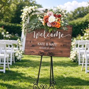 Mr and Mrs Table Name Wreath Gold <b>Neon</b> Mirror Acrylic <b>Bar</b> Stand Waterfall Custom Lace Wedding Welcome <b>Sign</b> - Product Image 4