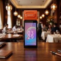 Terminal POS Android 16 GOODCOM Portabel 6 Inci dengan Printer Thermal Terintegrasi untuk Pencetakan Pesanan dan Struk Restoran