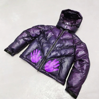 Doudoune Thermoréactive Personnalisée Zippée en Tissu Chauffant, Manteau Hiver Chaud Violet Surdimensionné Doudoune Bulle Thermoréactive