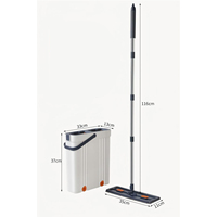 Ensemble de serpillères en microfibre, serpillère plate lavable à la main pour un usage domestique, serpillère humide et sèche avec manche en acier et seau, pratique pour le nettoyage des sols