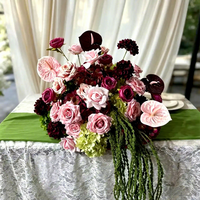 Arrangements de fleurs artificielles en soie pour centres de table de mariage, mélange de couleurs violet, rouge et rose, réalistes, douces, faites à la main, naturelles et authentiques