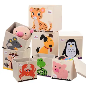 Foldable कपड़े कपड़े भंडारण बॉक्स बड़े भंडारण कंटेनर संभाल और ढक्कन के साथ घन बच्चों खिलौना भंडारण बॉक्स