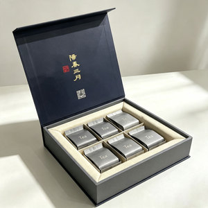 Custom Grey Tea Packaging <b>Box</b> Ash Grey With <b>Red</b> Seal Stamp Print Mindful Fsc Certified For Export Tea Packaging Paper <b>Box</b> - Product Image 1