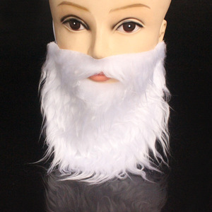 Barba Postiza Blanca de Felpa, Barba Completa con Detección de Agujas, para Disfraces de Navidad, Halloween, Carnaval, Accesorios de Fiesta, Unisex - Product Image 1