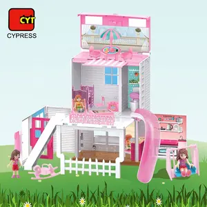 Bester Verkauf Maison De Poupee Pretend Play Kinder Villa Spielzeug Set Kinder Puppenhaus Möbel Spielzeug