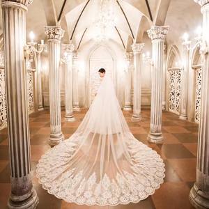 Boda de la novia Velo DE BODA principal Cola larga Tocado de cola Color champán Super Hada Licencia retro Accesorios para fotos - Product Image 4