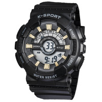 LASIKA W-F127 K-Sport Jam Tangan Digital Dial 24 Jam Aksen Emas Tahan Air 3BAR Lampu Latar LED Alarm Stopwatch Kualitas Tinggi