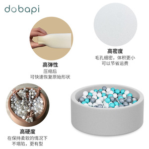 Round Ball Pit Children's Toy 90x30x5cm Indoor Play <b>Pool</b> Sponge Material Gray Blue White Balls - Product Image 3