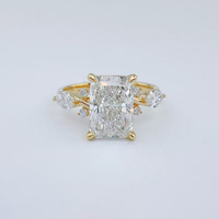 Anello in Argento 925 con Diamanti Creati in Laboratorio Taglio Principessa Ghiacciato Vintage in Oro Giallo 18K, Bracciali e Braccialetti con Diamanti, Gioielli da Sposa all'Ingrosso