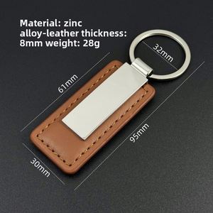 Factory PU Leather Metal Car <b>Keychain</b> <b>Custom</b> Engravable Logo Personalized Text Gift Pendant for Papa, Boyfriend & Car Accessory - Product Image 2