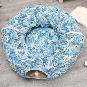 Tunnel per Gatti in Tessuto Oxford da 3 Piedi, Grande Diametro, Pieghevole, con Cuscino e Pallina di Peluche - Product Image 2