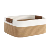 Panier de rangement pour vêtements, jouets et linge, en corde de coton beige tressée avec poignées, nouveau design