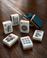 Tuiles de Mahjong Américaines de Luxe 160 Pièces Construction Acrylique Double Couche Personnalisée Finition Inspirée Bleu Dimanche pour Collectionneurs