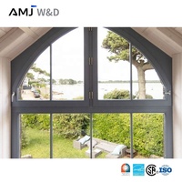 Ventana Abatible de Vidrio Bajo Emisivo con Diseño de Arco, Ventana Corredera de Aluminio con Recubrimiento en Polvo para Sala de Estar