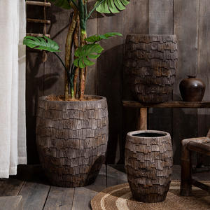 Écorce de vent soyeuse texturé <span class=keywords><strong>grand</strong></span> <span class=keywords><strong>Pot</strong></span> de fleur Kit boue de magnésium trous de fond jardinage café plantes vertes paradis des oiseaux <span class=keywords><strong>citronnier</strong></span> - Product Image 1