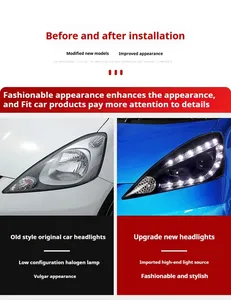 Fari FT per <span class=keywords><strong>Honda</strong></span> Fit <span class=keywords><strong>Jazz</strong></span> 2008-2010, Proiettore LED con Luci Diurne, Accessori Auto - Product Image 6