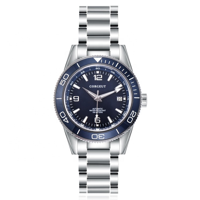 High Quality 41mm Corgeut Sapphire Men's Automatic Mechanical Dive Watches Analog Display Stainless Steel Band Miyota Movement