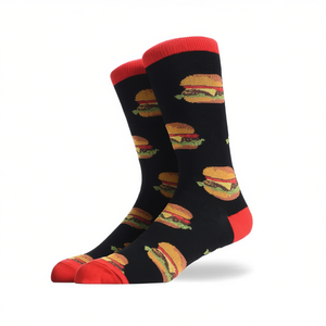 Calcetines de Media Pantorrilla para Hombre, Tallas 40-45, con Estampado de Hamburguesa, Calcetines Casuales de Moda - Product Image 1
