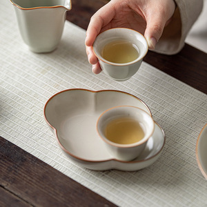 Ru Ware Begonia Fruit Plate Porcelain Irregular Shape Beige Crackle Glaze For Afternoon <b>Tea</b> Kung Fu <b>Tea</b> <b>Set</b> - Product Image 2