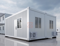 Maison conteneur préfabriquée moderne en panneaux sandwich bois-acier à énergie solaire pour bureau ou usage extérieur