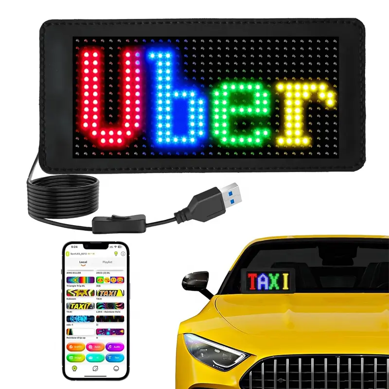 Flexibele Led Panel Digitaal Bericht Bewegende Zachte Led Bord Rgb Kleur Matrix Module Scherm Auto Reclame Lopende Led Display