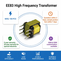 Transformateur haute fréquence à noyau de ferrite EE83 personnalisable pour fabricant professionnel, à haute tension et à découpage