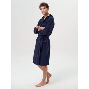 Bata de algodón para hombre, ligera, suave, tipo kimono, hasta la rodilla, para spa y hogar, tallas M a XXL - Product Image 2