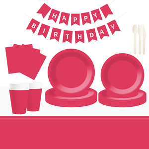 DAMAI Solid Color Party Supplies Red Paper <b>Dinnerware</b> <b>Set</b> Disposable <b>Dinnerware</b> <b>Set</b> 7 Inch 9 Inch Plate Paper Cup Cutlery Napkin - Product Image 1