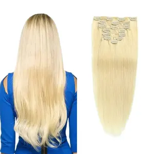 Inice Extensiones de Cabello Humano con Clip Remy Virgen de Doble Dibujado Variedad Marrón Oscuro Rubio Ceniza Colores Raw Indian Cambodian Clip-In Hair - Product Image 6